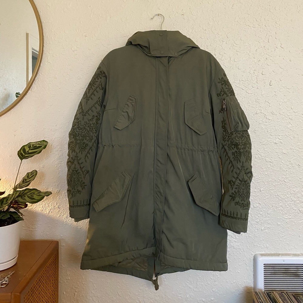 Women’s Green Winter Jacket with Sherpa lining